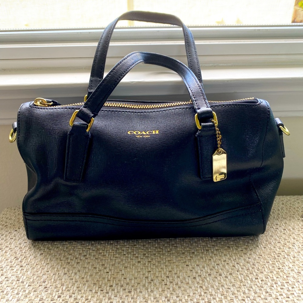 Coach Saffiano Mini Satchel- Black Pebble Leather. Used. In great condition.